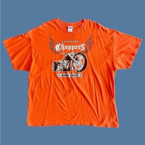 Gildan‎ Adult Size 2XL Tee EXTREME CHOPPERS Motorcycle RIDE FREE Harley Orange